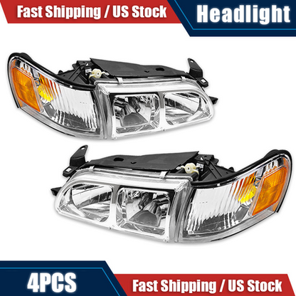 JDM Chrome Headlights w/Turn Signal Corner Lights For 1993-1997 Toyota Corolla