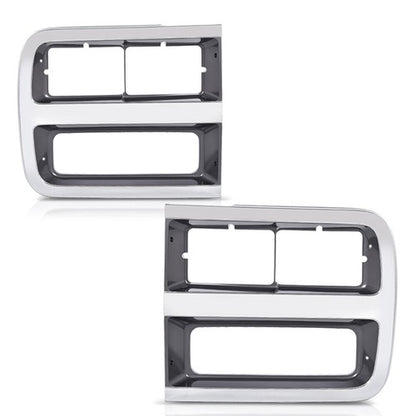 Solid Spare Fit For 1992-1995 Chevrolet G10 G20 G30 Silver Headlight Trim Bezel Left+Right