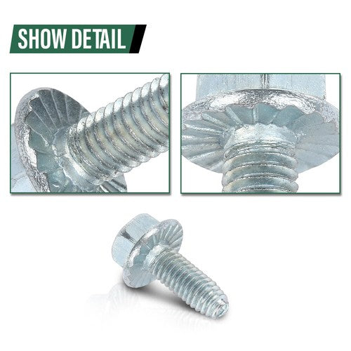Solid Spare 100 License Plate Screws For American Cars, #14x 3/4" (#1620), Hex/Phillips/Flat