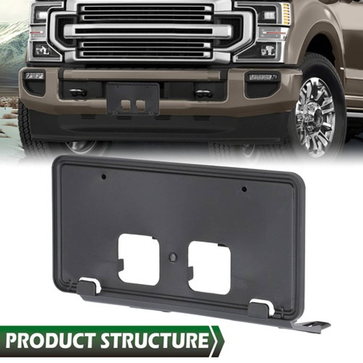 Solid Spare Fit For 2020-2022 Ford F250 F350 Super Duty Front Bumper License Plate Bracket