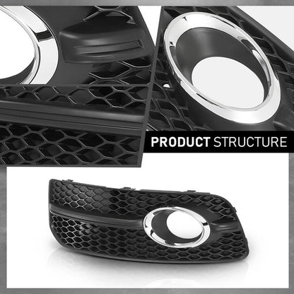 Solid Spare For 2009-2012 Audi Q5 Black Front Fog Light Cover Grill W/Chrome W/S-Line Pkg