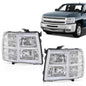 Solid Spare Fit For 2007-2013 Chevy Silverado LED DRL Tube Headlights Headlamps Chrome/Clear
