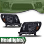 Solid Spare Fit For 05-11 Toyota Tacoma Amber Corner Black Headlights Left+Right Side