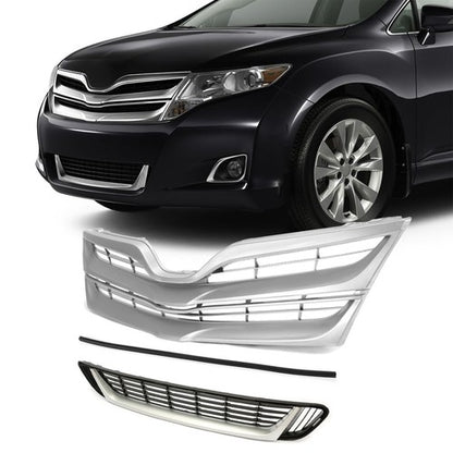 Solid Spare Upper & Lower Grille + Grille Molding For Toyota Venza 2013 2014 2015 2016