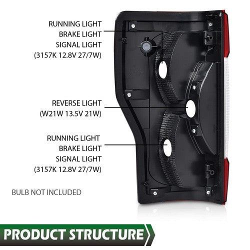 Solid Spare Tail Lights Brake Lamps Left+Right Side Fit For 17-19 Ford F250 F350 Super Duty