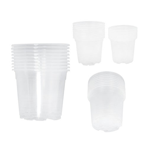 Solid Spare 36-Pack 6.7/5/4/3.5 Inch Reinforced Clear Nursery Pots Plastic Plant Flower Pots