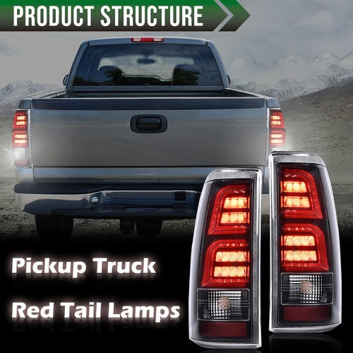 Solid Spare Black LED Tail Lights Fit for 99-06 Chevy Silverado 99-02 GMC Sierra 1500 2500