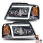 Solid Spare LED DRL Projector Headlight/lamps Chrome/Smoke Fit For 04-08 Ford F-150/Mark LT