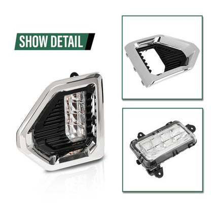 Solid Spare Fit For 2019-2022 GMC Sierra 1500 Denali LED Fog Lights Lamps W/ Chrome Bezel