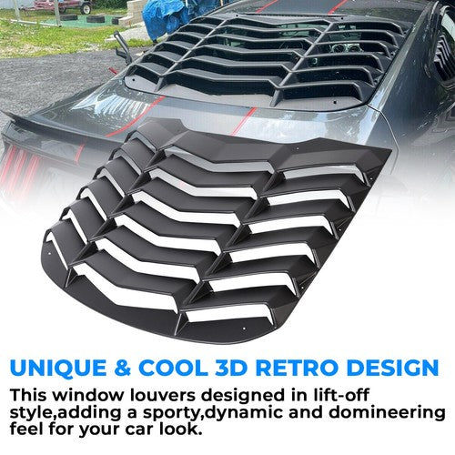 Solid Spare Fits 2015-2023 2019 2018 Ford Mustang Rear Window Louver Cover Sun Shade - ABS