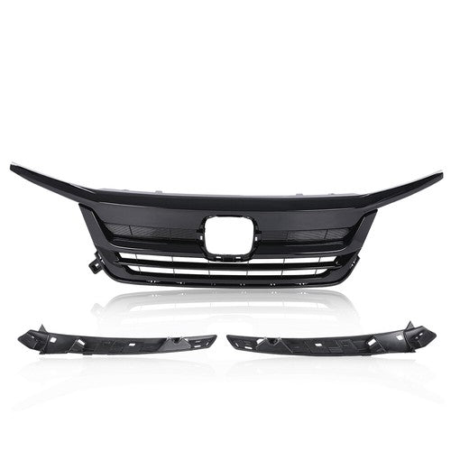 Solid Spare Fit For 2019-2021 Honda Pilot Front Bumper Upper Grille Trim Assembly Grill
