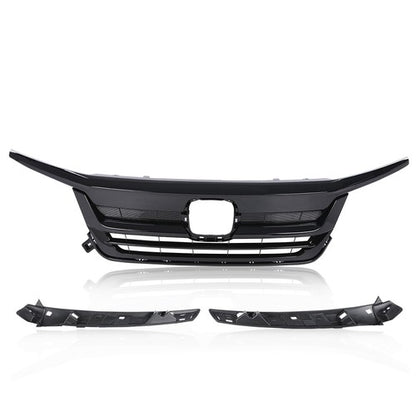 Solid Spare Fit For 2019-2021 Honda Pilot Front Bumper Upper Grille Trim Assembly Grill