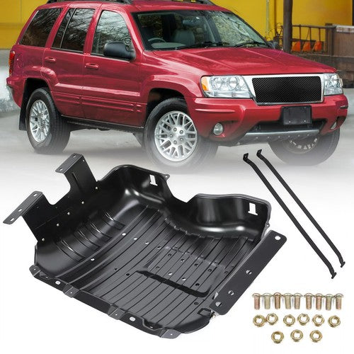 Solid Spare Fuel Tank Skid Plate Cover w/ STRAPS Steel For 1999-2004 Jeep Grand Cherokee
