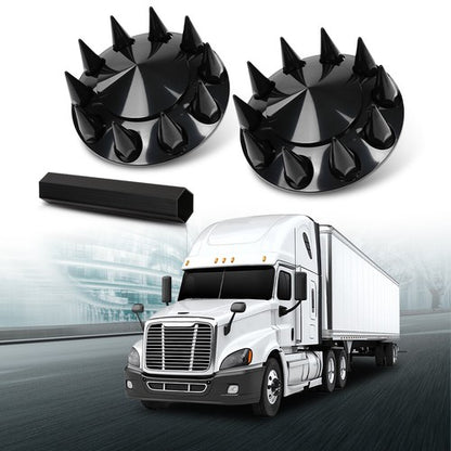 Solid Spare 2pcs Front Hub Cover For Semi Truck Wheel Cover 33mm Nut Covers Spiked Black
