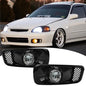For 1999-2000 Honda Civic JDM Bumper Clear Halogen Lens Fog Lights Lamps Pair
