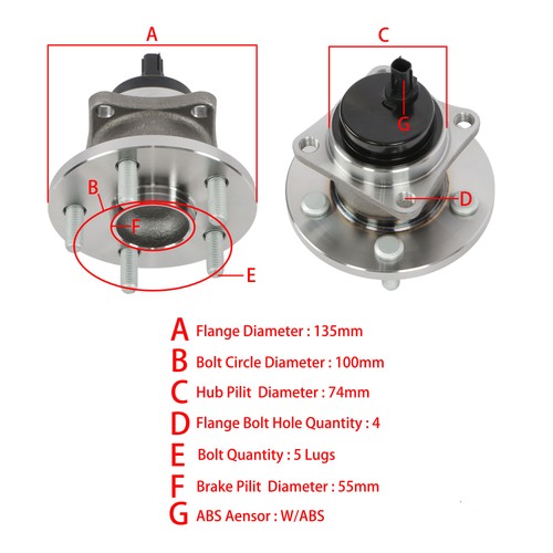 Solid Spare 2x Wheel Hub Bearings Assembly Rear FWD For Toyota Corolla Matrix Pontiac Vibe