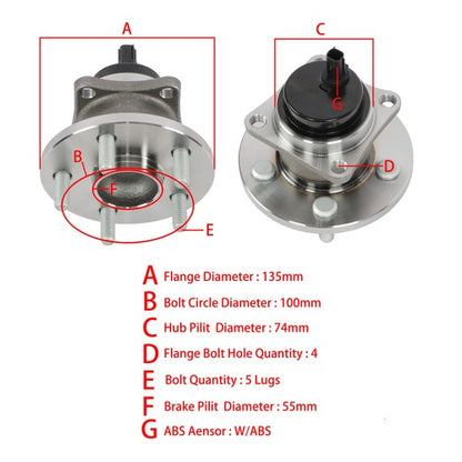 Solid Spare 2x Wheel Hub Bearings Assembly Rear FWD For Toyota Corolla Matrix Pontiac Vibe