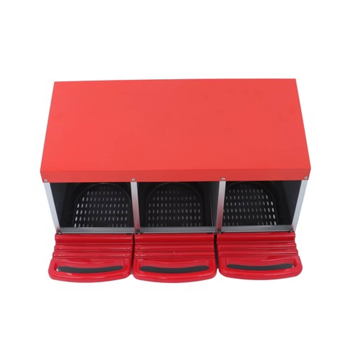 Solid Spare Red Chicken Egg Laying Box With Lided Cover Chicken Nest Boxes Coop Metal 3 Hole
