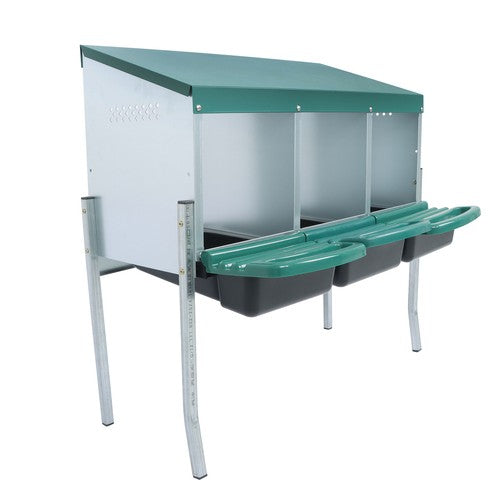 Solid Spare For Chicken Nest Box Green Chicken Nesting Box With Metal Legs Roll Away 3 Holes