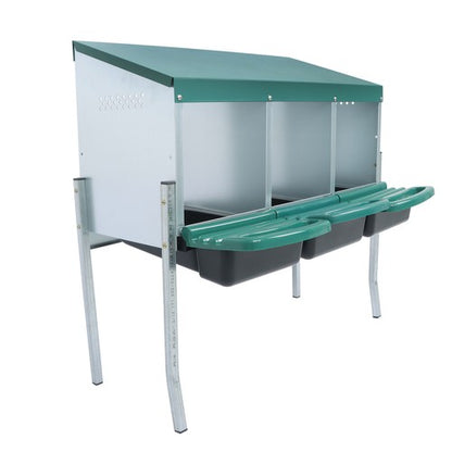 Solid Spare For Chicken Nest Box Green Chicken Nesting Box With Metal Legs Roll Away 3 Holes