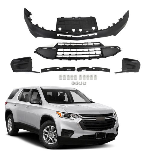 Solid Spare New Front Bumper&Grill&Fog Lamp Cover&Bracket For Chevrolet Traverse 2018-2020