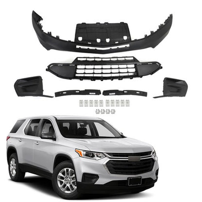 Solid Spare New Front Bumper&Grill&Fog Lamp Cover&Bracket For Chevrolet Traverse 2018-2020