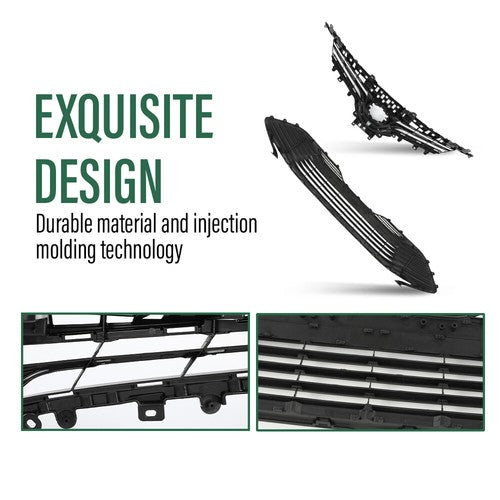 Solid Spare Front Upper & Lower Bumper Grille Grill Fit For 2018-2020 Toyota Camry LE XLE