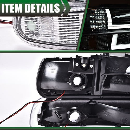Solid Spare LED DRL Chrome Headlights+bumper Lamps Fit For 99-02 Chevy Silverado 00-06 Tahoe