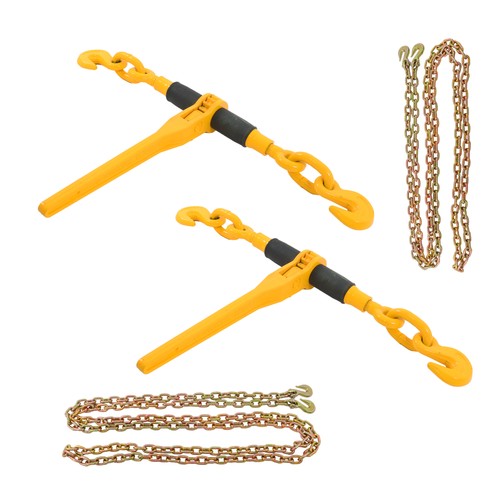 Solid Spare 2 x Steel Yellow Chain and Bundle Kit 3/8"-1/2" G80 12000lbs Width 23"-34" Chain