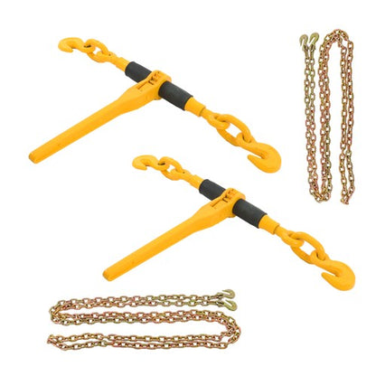 Solid Spare 2 x Steel Yellow Chain and Bundle Kit 3/8"-1/2" G80 12000lbs Width 23"-34" Chain