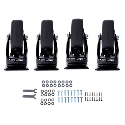 Solid Spare 4 Inch Universal Heavy Duty Swivel Caster Wheels × 4 with Brakes Black