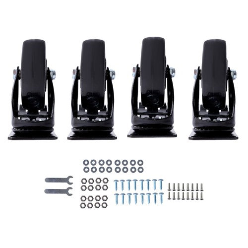 Solid Spare 4 Inch Universal Heavy Duty Swivel Caster Wheels × 4 with Brakes Black