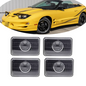 4 PCS 4x6" Clear Lens Chrome Black Headlight Fits For 1998-2002 Pontiac Firebird