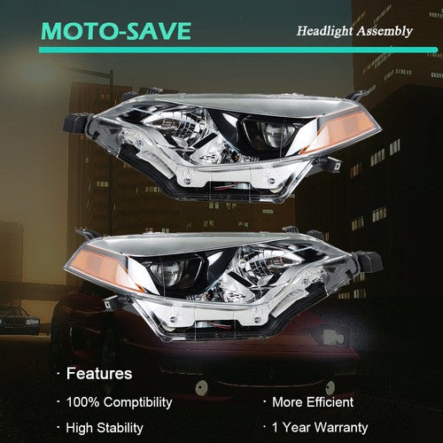 Solid Spare Chrome Front Headlight Lamps Halogen Left+Right Side For Toyota Corolla 2014-16