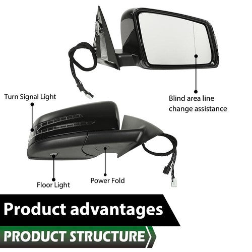 Solid Spare Fit For 2014-2018 Mercedes-Benz CLA250 CLA45 Mirror Heated Blind Spot Right Side