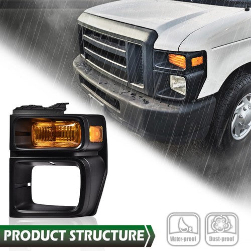 Solid Spare Headlight Trim Bezel w/ Parking Light Fit For 2008-2014 Ford E150 E250 E350 Left