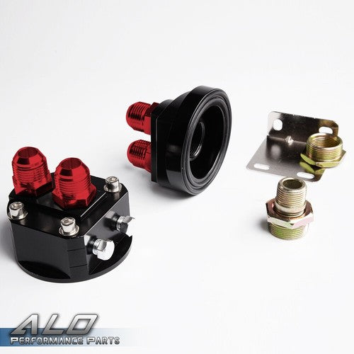 Solid Spare 19 Row 10AN Universal Aluminum Engine Oil Cooler + Filter Relocation Adapter Kit