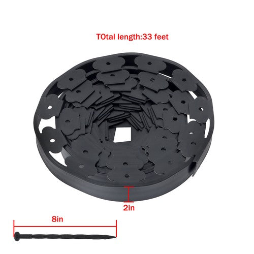 Solid Spare 2" Garden Landscape Edging 33 Feet No Dig Lawn Edging Border With 30 8-In Spike