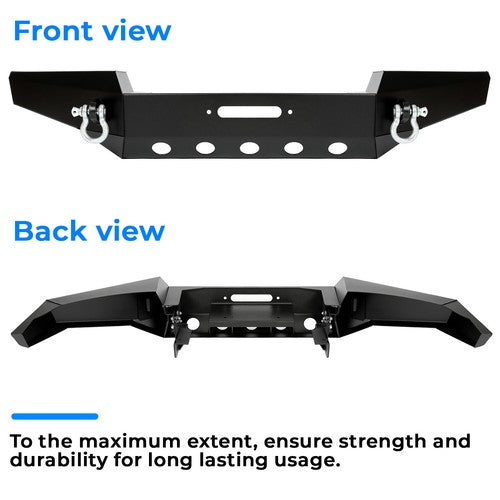 Solid Spare For Jeep Grand Cherokee WJ 1999-2004 Steel Black Front Bumper w/ D-Rings