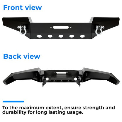 Solid Spare For Jeep Grand Cherokee WJ 1999-2004 Steel Black Front Bumper w/ D-Rings