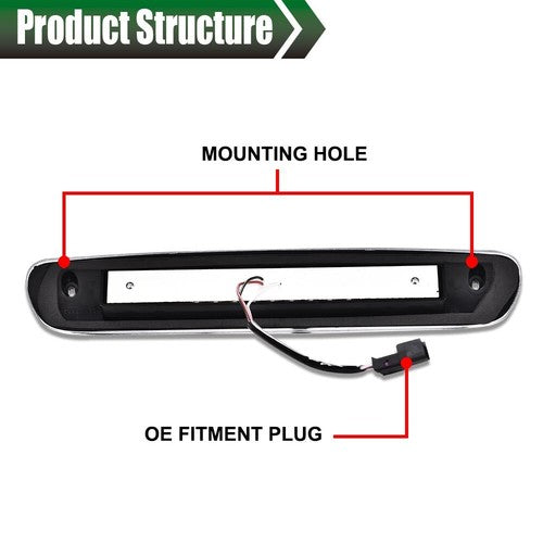 Solid Spare Fit For 07-14 Silverado Sierra Smoke/Black LED Third Brake Light Cargo Lamp
