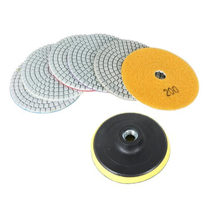 Solid Spare 4 Inch Set Wet Dry Diamond Polishing Pads For Granite Concrete Marble Stone 7PCS