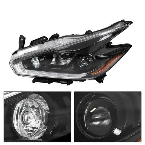 Solid Spare For 2018 Nissan Murano LH+RH Headlights Headlamps Clear Lens Halogen w/ LED DRL