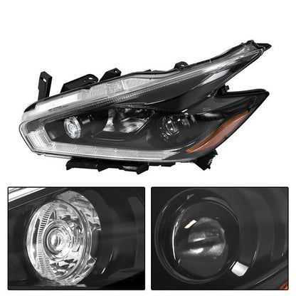 Solid Spare For 2018 Nissan Murano LH+RH Headlights Headlamps Clear Lens Halogen w/ LED DRL