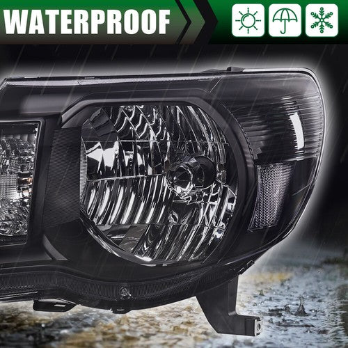 Solid Spare Black Headlights Fit For 05-11 Toyota Tacoma Signal Lamps Left+Right Pair