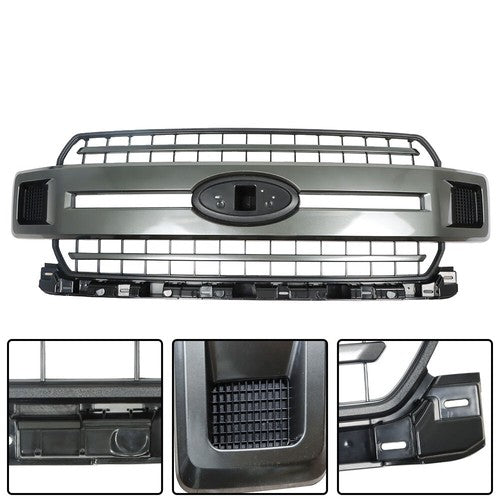 Solid Spare JL3Z-8200-FCPTM Hood Grille Bumper Upper Gray Set For Ford F-150 2018-2020 New