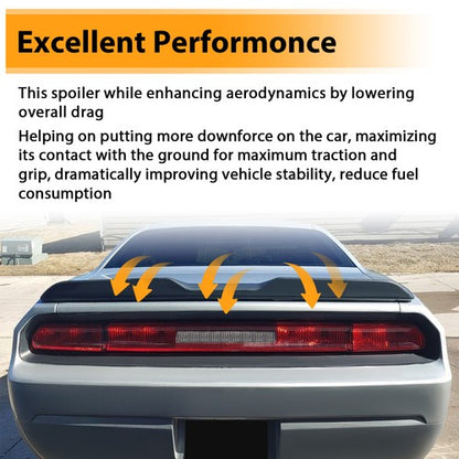 Solid Spare Rear Trunk Spoiler Wing For Dodge Challenger 2008-23 Demon Style Matte Black PTD