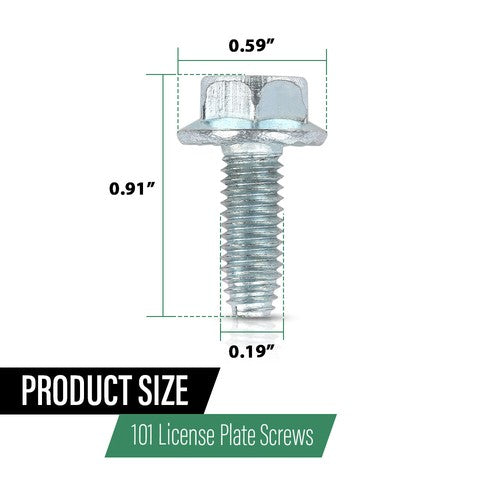 Solid Spare 100 License Plate Screws For American Cars, #14x 3/4" (#1620), Hex/Phillips/Flat