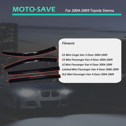 Solid Spare For 04/05/06/07/08/09 Toyota Sienna Acrylic Window Visors Rain Guard Shades
