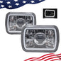 7" Inch 7X6 LED White CCFL Halo Diamond Cut Gray Lens Projector Headlights